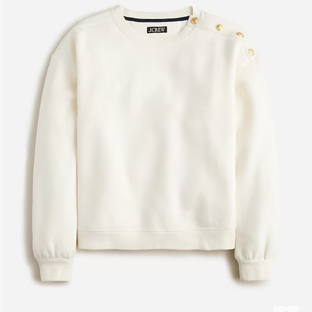 J. Crew Heritage fleece cropped sweatshirt with buttons